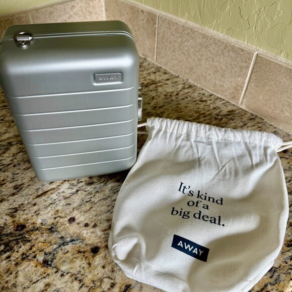 NEW Away Travel Mini Silver Aluminum Suitcase Toiletry Case - Picture 3 of 9